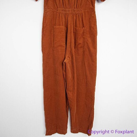 NEW‎ Madewell Corduroy Puff-Sleeve Button-Front Jumpsuit, 4P - Picture 12 of 16